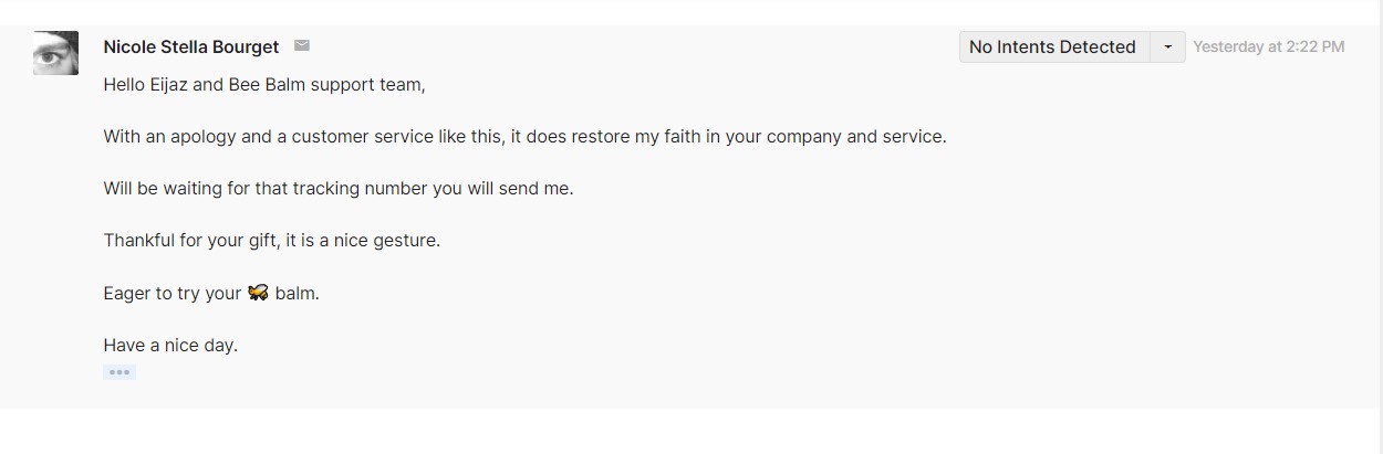 BeeBalm Customer Feedback 1
